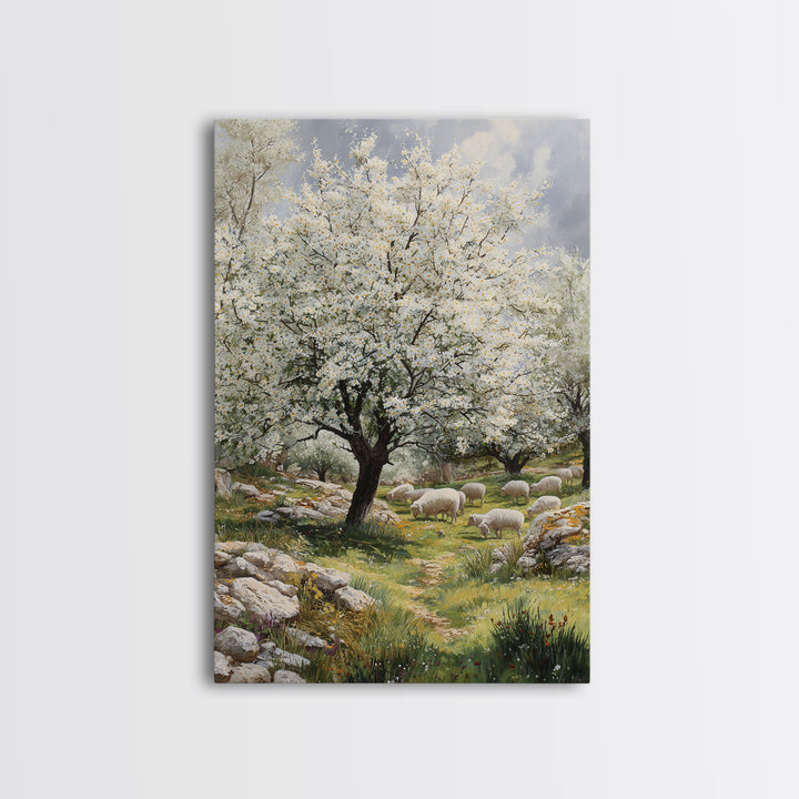Pastoral Morning Grace, Framed Canvas Print, Christian Art Canvas, Christian Wall Art, Christian Christmas Art, Jesus Painting