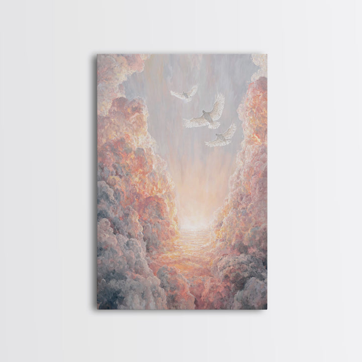 Doves Of Heaven – Framed Canvas Print – Christian Wall Art – Christian Art Canvas – Christmas Art – Christian Decor – Christian Gift Ideas