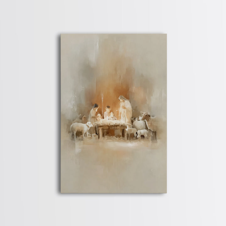 Holy Nativity – Framed Canvas Print – Christian Christmas Art – Christian Wall Art – Christmas Art Prints – Christian Decor – Christian Gif
