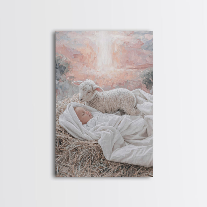 Divine Dawn Rest | Framed Canvas Print | Christian Art Canvas | Jesus Christmas Art | Christian Wall Art | Modern Christian Art | Christmas