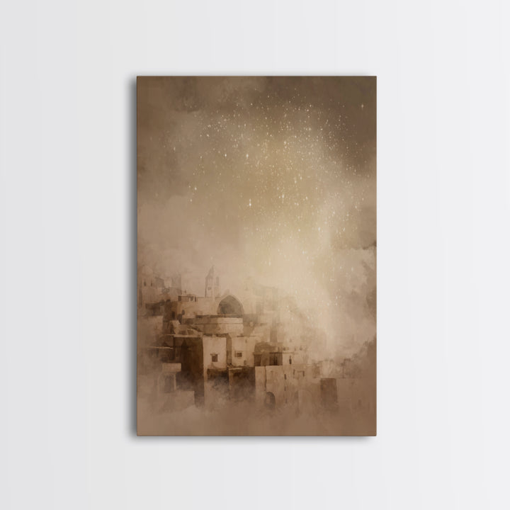 Holy City Morn – Framed Canvas Print – Christian Art Print – Christmas Canvas Wall Art – Christian Christmas Decorations – Christian Wall A
