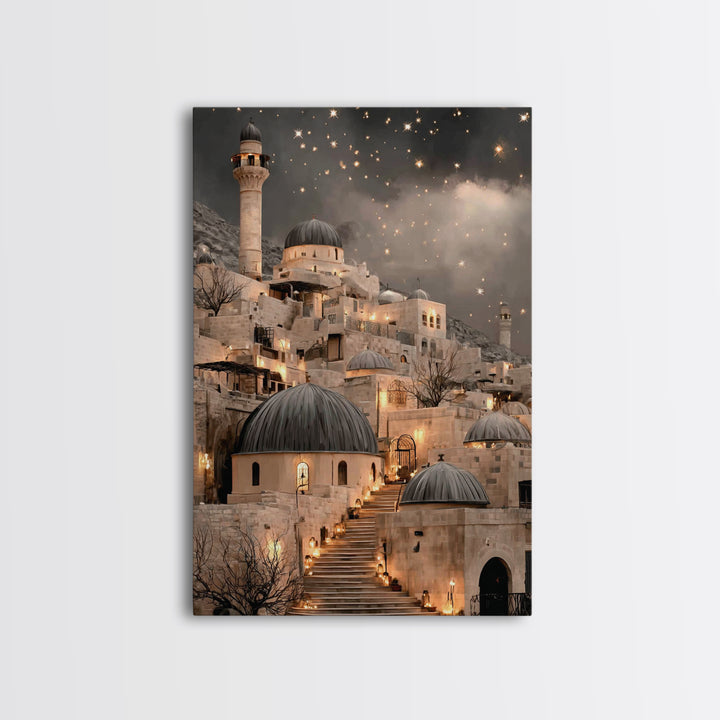 City of Light – Framed Canvas Print – Christmas Art Framed – Christian Wall Art – Christian Art Canvas – Christian Christmas Art – Retro Ch