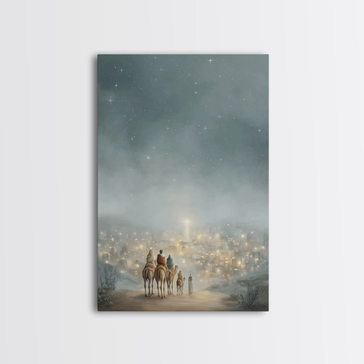 City Of Light – Framed Canvas Print – Christmas Wall Art – Christian Christmas Art – Christian Art Canvas – Jesus Painting – Christian Deco