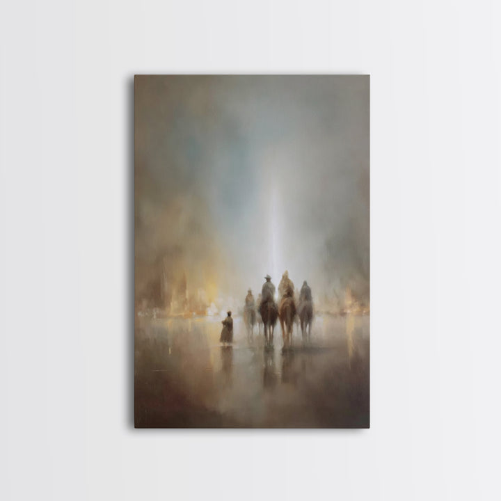 Mystic Pilgrims – Framed Canvas Print – Christian Art – Christmas Art Prints – Christian Wall Art – Jesus Christmas Art – Christian Canvas