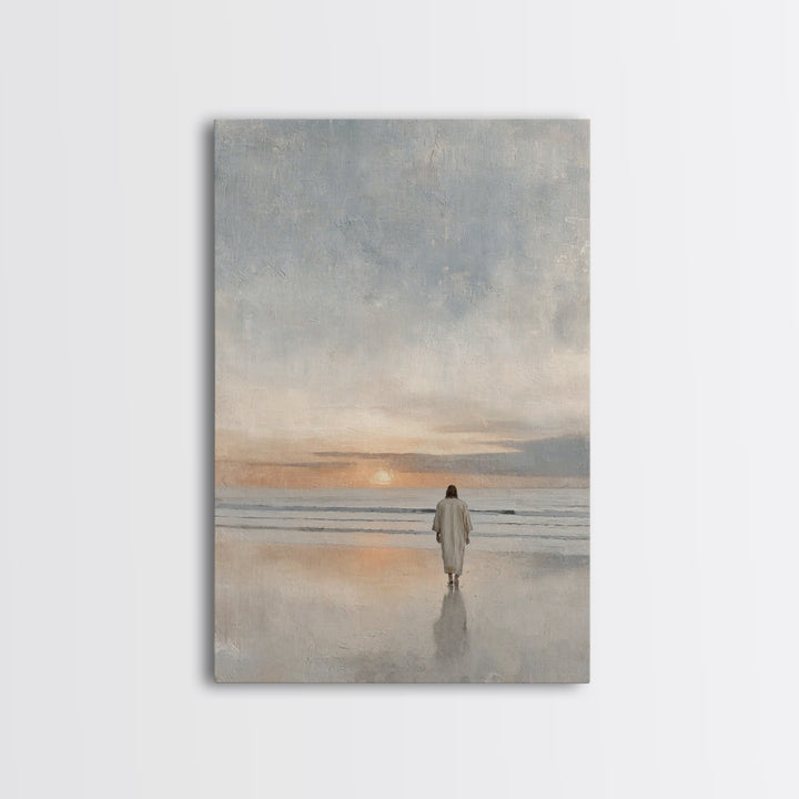 Shore Of Peace – Framed Canvas Print – Jesus Painting – Christian Wall Art – Christian Art Canvas – Modern Christian Art – Christian Decor