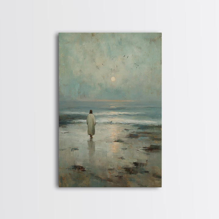 Dawn Walk – Framed Canvas Print – Christian Wall Art – Jesus Painting – Christian Art Canvas – Modern Christian Art – Subtle Christian Art