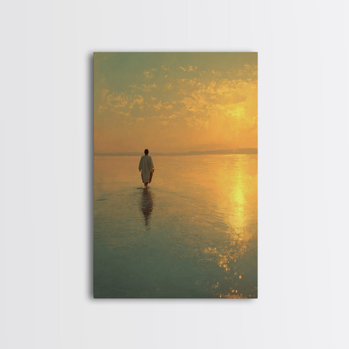 Sunlit Path – Framed Canvas Print – Jesus Painting – Christian Wall Art – Christian Art Canvas – Modern Christian Painting – Christian Art