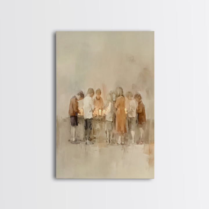 Little Candle Circle – Framed Canvas Print – Christian Art – Christian Wall Art – Christian Art Canvas – Christmas Art Prints – Christian D