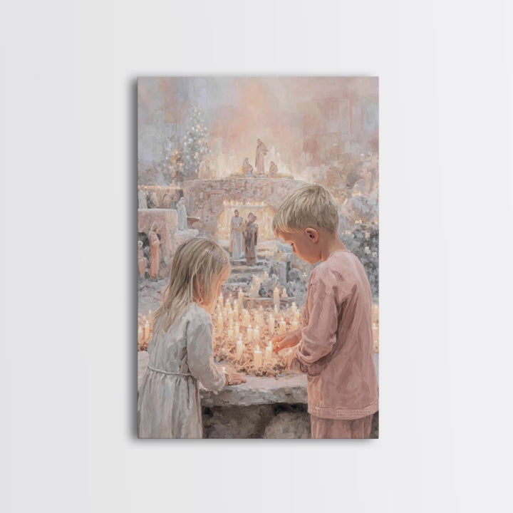 Starry Vigil – Framed Canvas Print – Christian Wall Art – Christian Christmas Art – Jesus Christmas Art – Christian Art Canvas – Christmas