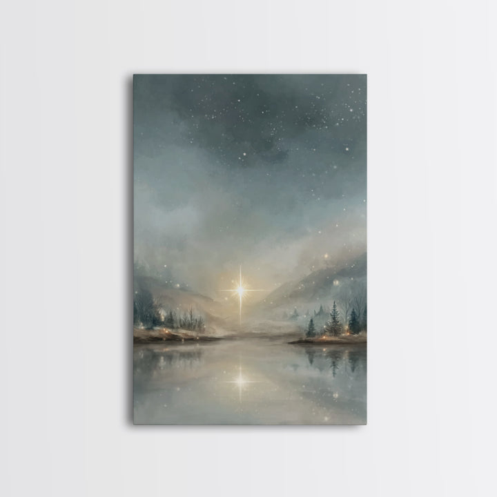 Guiding Star Reflections, Framed Canvas Print, Christian Art Canvas, Christmas Art Prints, Christian Wall Art, Modern Christian Art, Christ