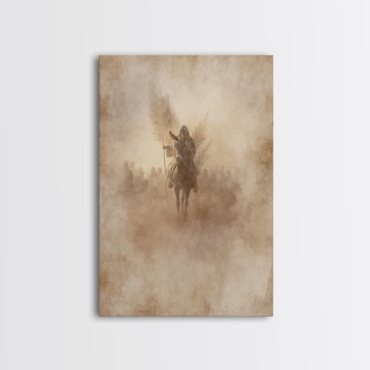 Palm Dawn Entry – Framed Canvas Print – Christian Wall Art – Christian Art Canvas – Large Christian Painting – Vintage Christian Art – Chri