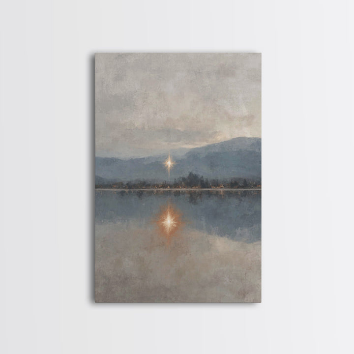Heavenly Starrise – Framed Canvas Print – Christian Wall Art – Christian Art Canvas – Subtle Christian Art – Christmas Canvas Wall Art – Ch