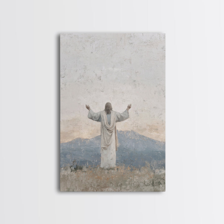 Silent Peak Devotion – Framed Canvas Print – Christian Art Canvas – Jesus Wall Art – Subtle Christian Art – Christmas Art Work – Christian