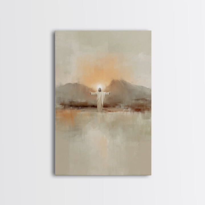 Dawn Of Mercy – Framed Canvas Print – Christian Wall Art – Jesus Painting – Christian Art Canvas – Minimalist Christian Art – Christian Dec