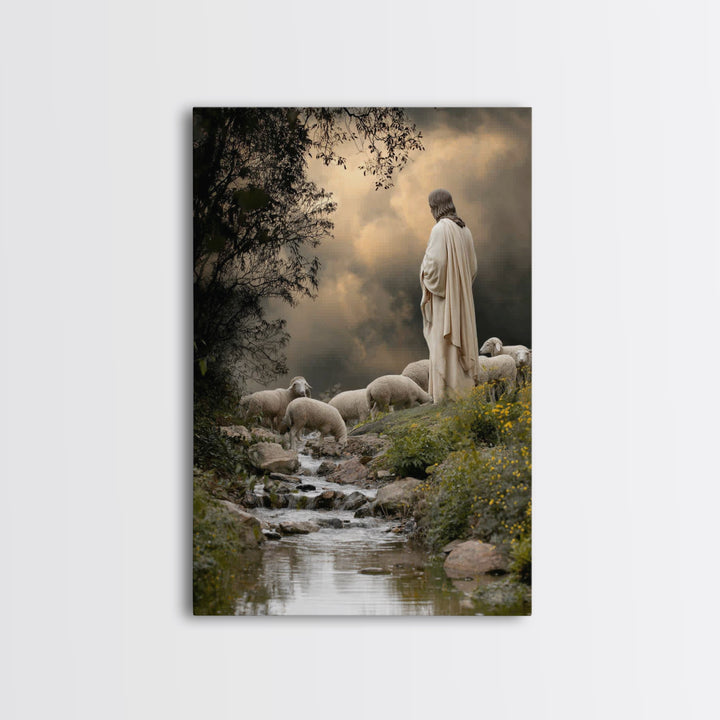 Autumn Pasture Grace – Framed Canvas Print – Christian Wall Art – Jesus Painting – Modern Christian Art – Christian Art Canvas – Christian