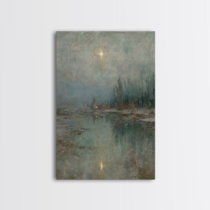 Light Over Still Waters | Framed Canvas Print | Christian Art Canvas | Christian Wall Art | Vintage Christian Art | Christmas Art Prints |
