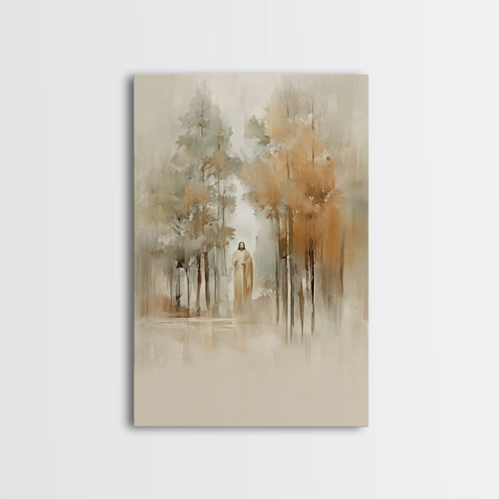 Forest Light Blessing – Framed Canvas Print – Christian Wall Art – Jesus Painting – Christian Art Canvas – Christian Christmas Art