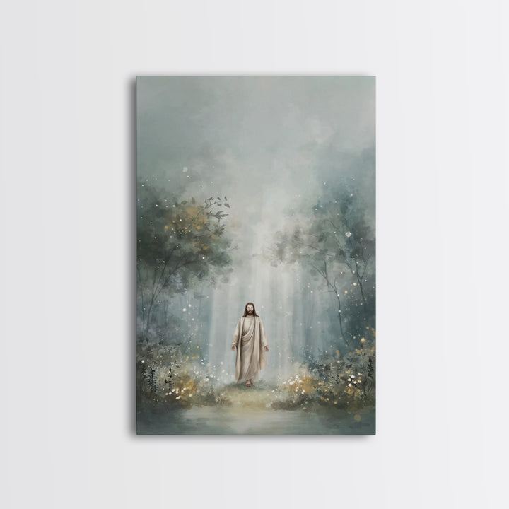 Glory In The Garden, Framed Canvas Print, Christian Wall Art, Christian Art Canvas, Jesus Painting, Subtle Christian Art
