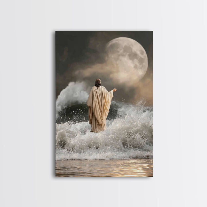 Moonlit Calvary Glory | Framed Canvas Print | Christian Wall Art | Christian Christmas Art | Christian Art Canvas | Christian Decor
