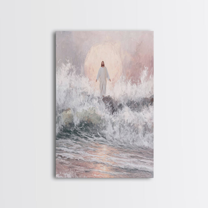 Moonrise of Peace – Framed Canvas Print – Christian Wall Art – Jesus Painting – Christian Art Canvas – Modern Christian Art
