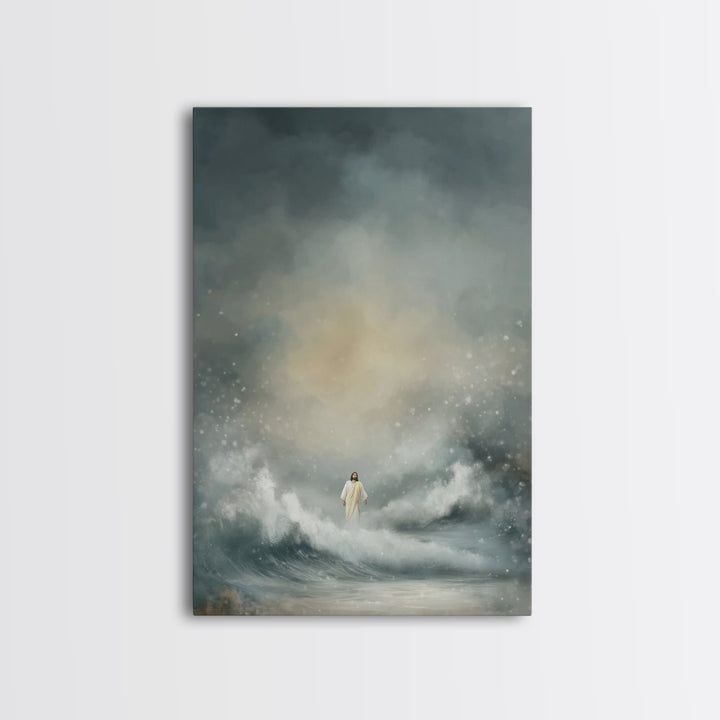 Stormlight Promise | Framed Canvas Print | Christian Art Canvas | Jesus Painting | Moody Christian Art | Christian Wall Art