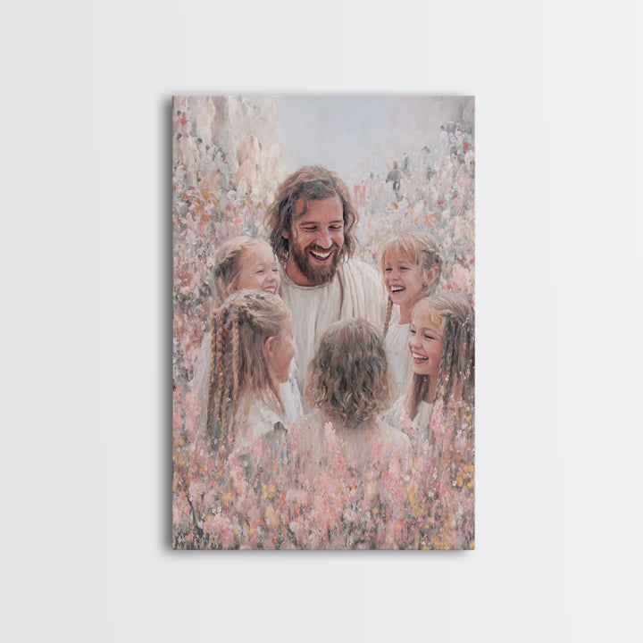 Joyful Garden Grace – Framed Canvas Print – Christian Art Canvas – Christian Gift Ideas – Jesus Painting – Christian Wall Art