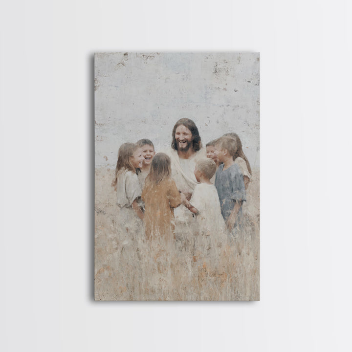 Gathered in Light, Framed Canvas Print, Christian Art Canvas, Jesus Painting, Christian Wall Art, Unique Christian Art