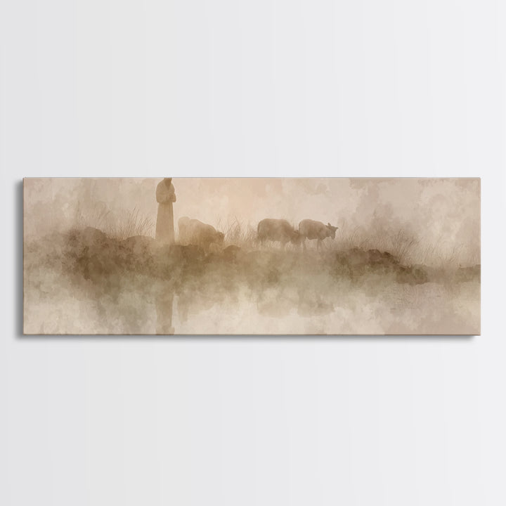 Silent Morning Watch – Framed Canvas Print – Panoramic Print – Christian Art Canvas – Jesus Painting – Christian Art