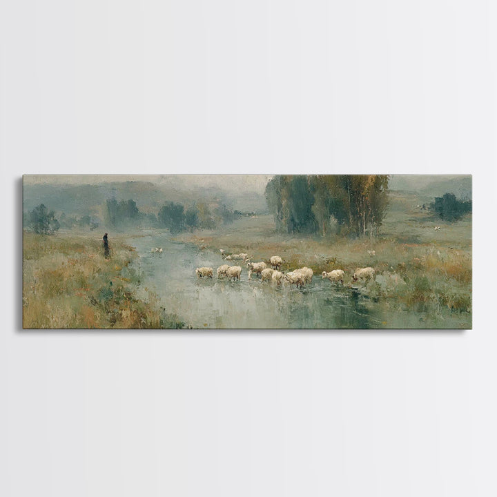 Fields Of Mercy, Framed Canvas Print, Christian Art Canvas, Christian Wall Art, Panoramic Wall Art, Jesus Painting