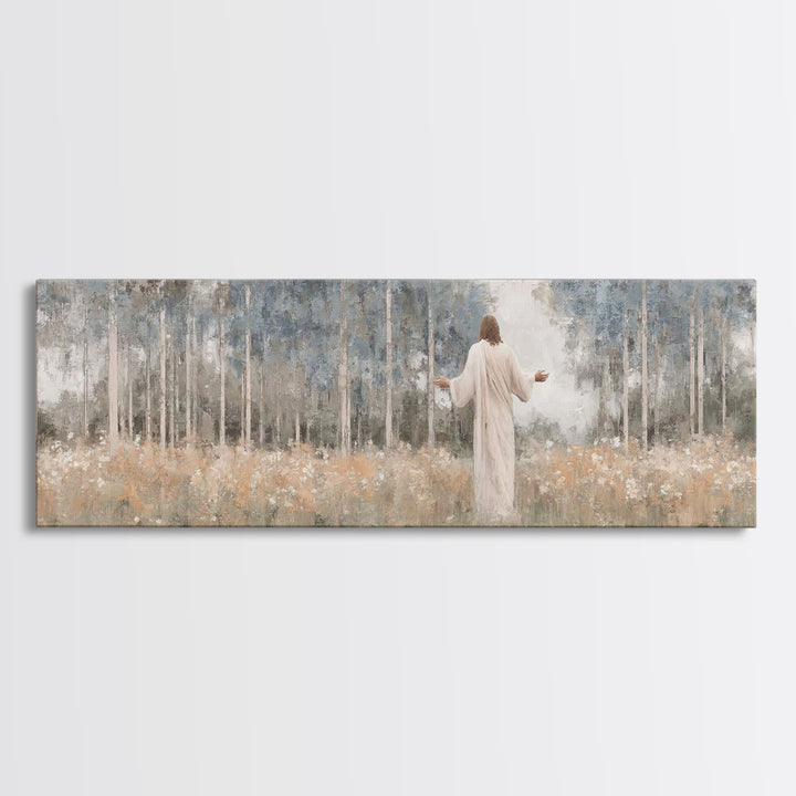 Garden Of Grace | Framed Canvas Print | Christian Art Canvas | Panoramic Print | Jesus Painting | Christian Decor