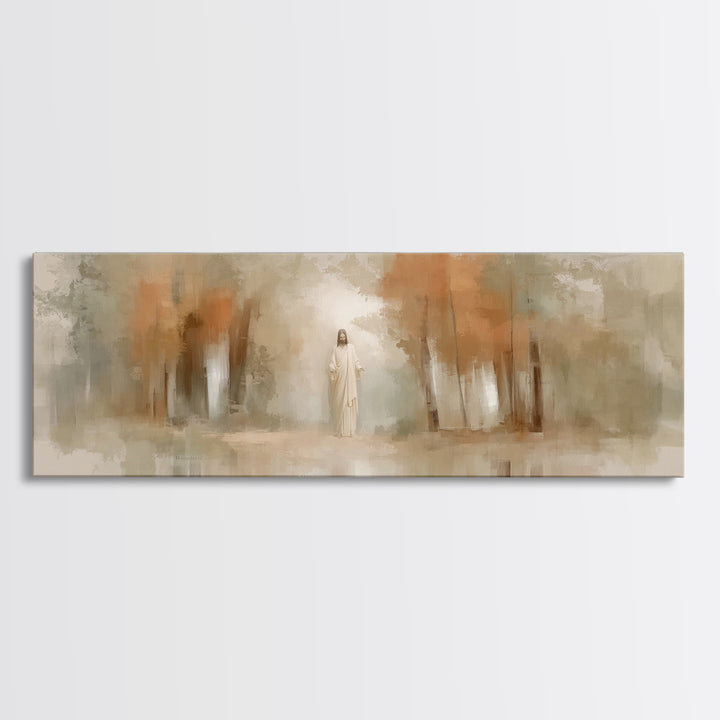 Autumn Light Divine | Framed Canvas Print | Christian Wall Art | Panoramic Wall Art | Jesus Painting | Christian Art Canvas