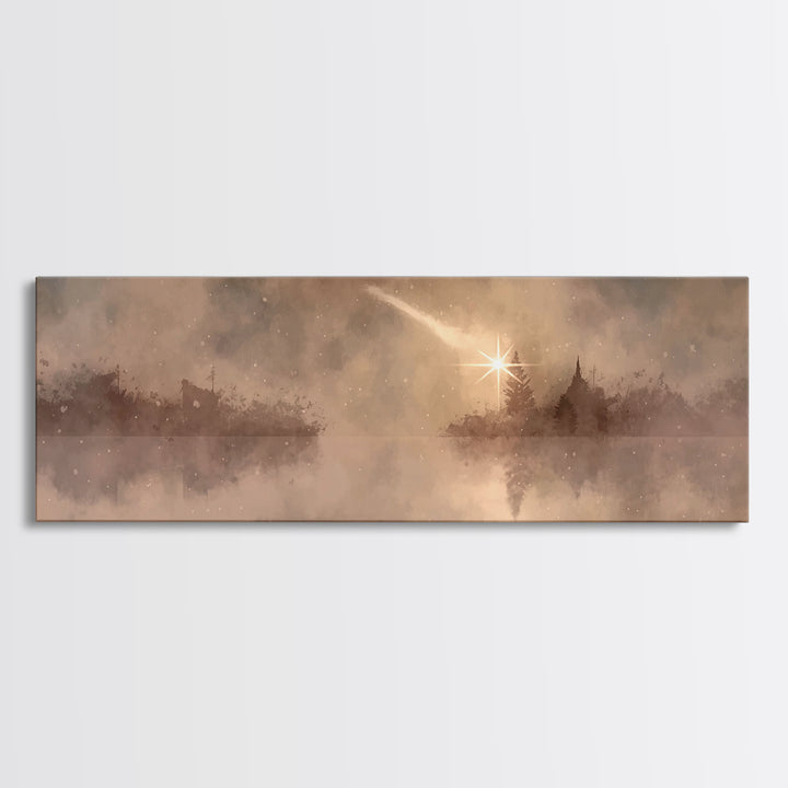 The Guiding Star – Framed Canvas Print – Panoramic Wall Art – Christian Wall Art – Christian Art Canvas – Christmas Art – Jesus Painting