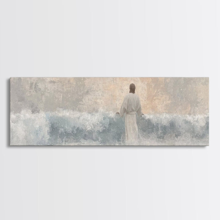Waves Of Salvation – Framed Canvas Print – Christian Art – Jesus Canvas Art – Panoramic Wall Art – Christian Painting – Christian Gift Idea