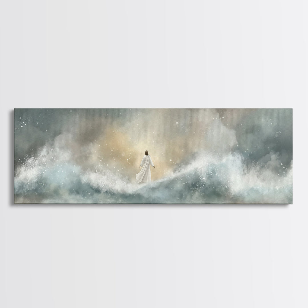 Eternal Wave Dawn – Framed Canvas Print – Christian Art Canvas – Panoramic Painting – Jesus Wall Art – Christian Art – Christian Gift