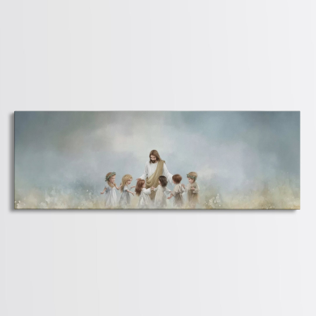 Circle Of His Love, Framed Canvas Print, Christian Wall Art, Jesus Painting, Panoramic Art, Christian Art Canvas, Christian Gift Ideas