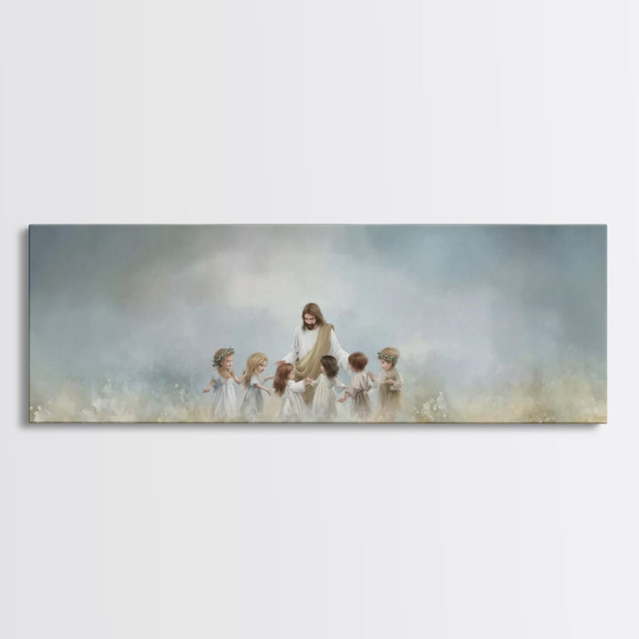 Circle Of His Love, Framed Canvas Print, Christian Wall Art, Jesus Painting, Panoramic Art, Christian Art Canvas, Christian Gift Ideas