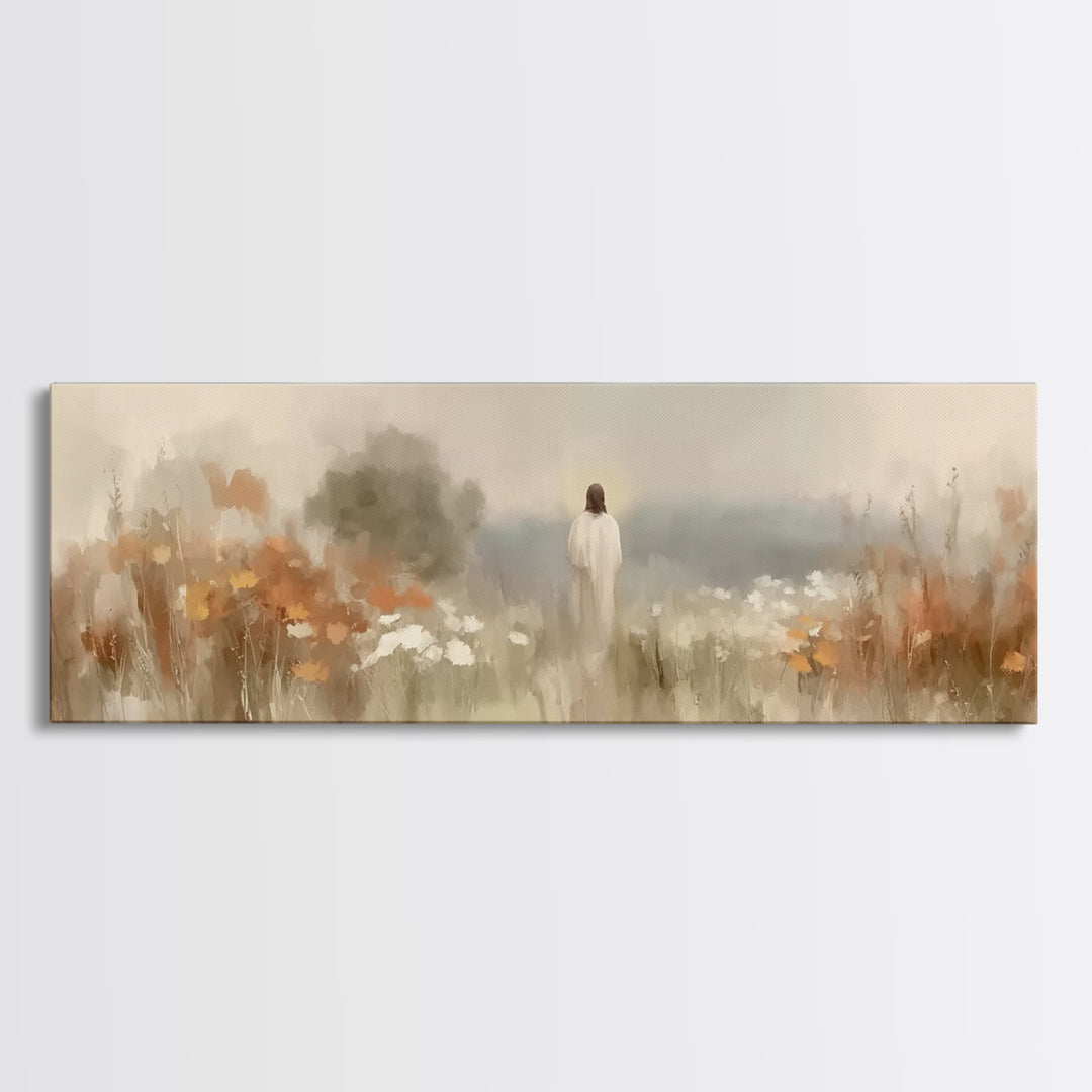 Valley Of Peace – Framed Canvas Print – Panoramic Wall Art – Christian Art Canvas – Christian Painting – Jesus Painting – Christian Gift –