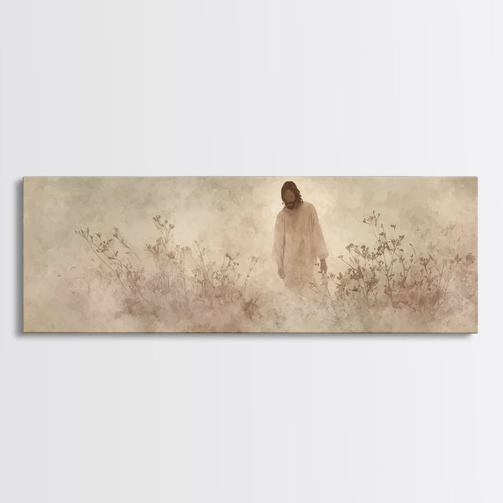 Stillness Of Faith - Framed Canvas Print - Panoramic Art - Christian Art Canvas - Christian Wall Art - Jesus Painting - Modern Christian Ar