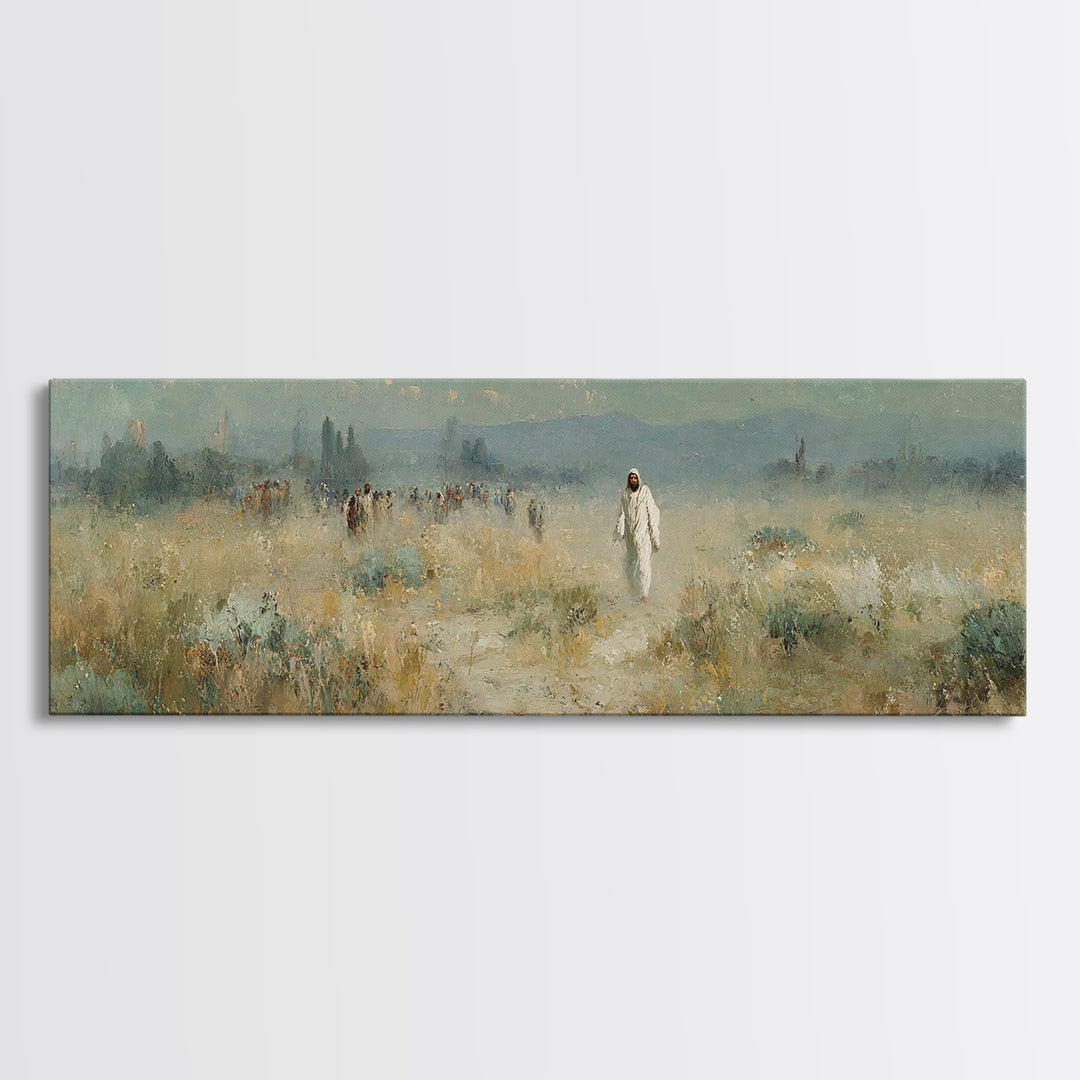 Horizon Of Mercy, Framed Canvas Print, Panoramic Wall Art, Christian Art Canvas, Christian Art, Jesus Painting, Subtle Christian Art, Chris