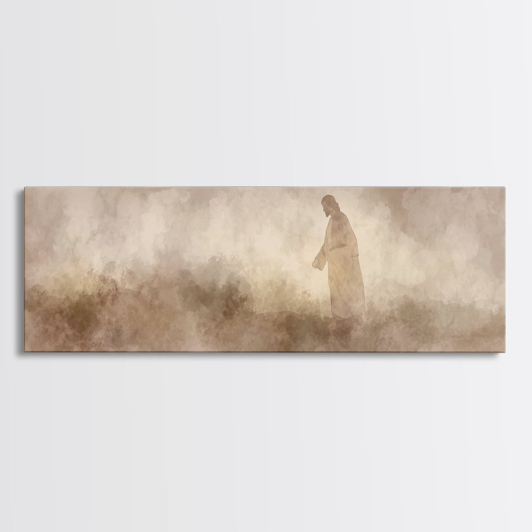 Dust And Dawn | Framed Canvas Print | Panoramic Frame | Christian Art Canvas | Jesus Painting | Christian Wall Art | Moody Christian Art |
