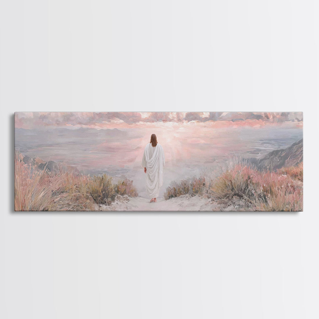 Radiant Ascend, Framed Canvas Print, Extra Wide Art, Christian Wall Art, Christian Art Canvas, Jesus Painting, Modern Christian Painting, C