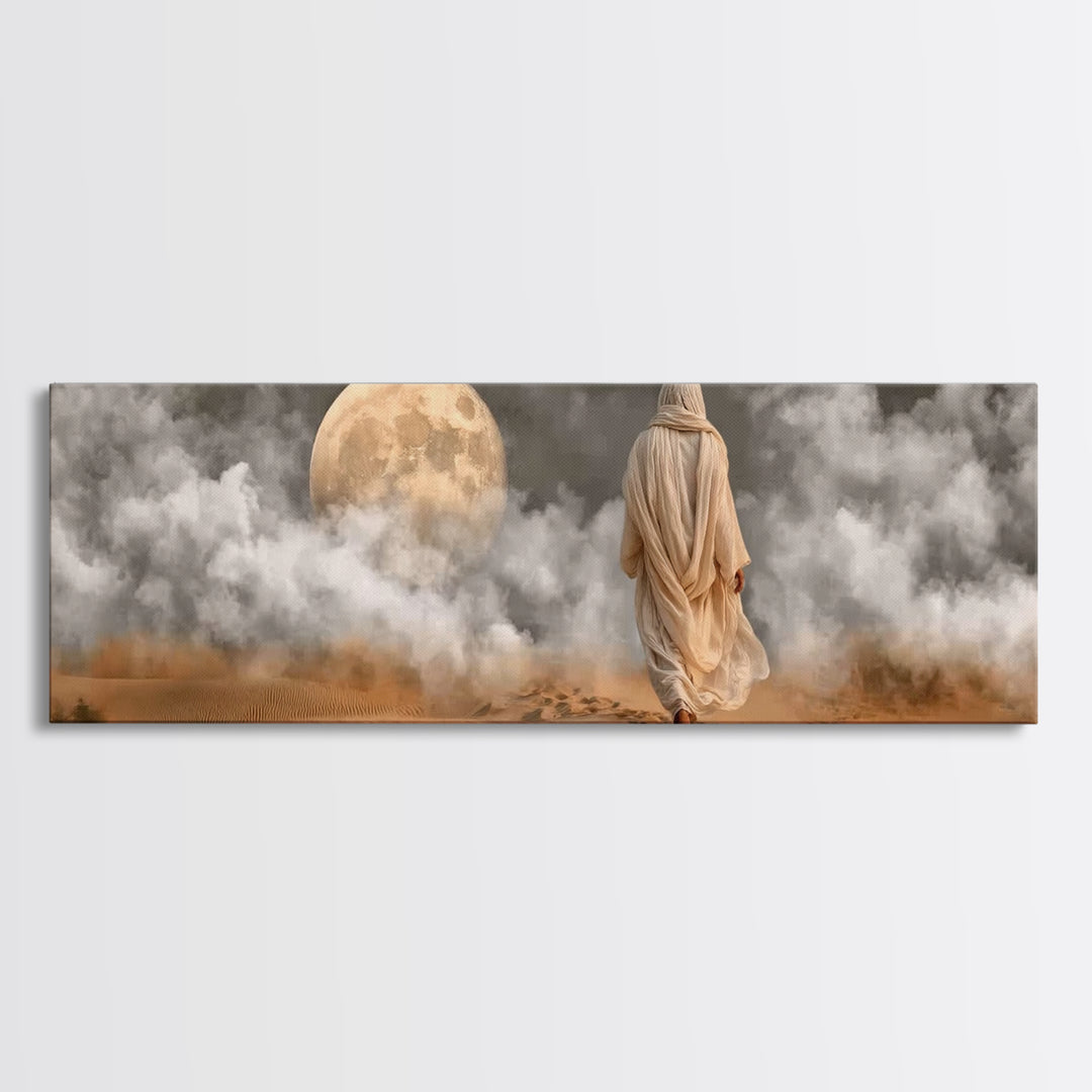 Midnight Pilgrim – Framed Canvas Print – Panoramic Painting – Jesus Painting – Christian Art Canvas – Christian Wall Art – Vintage Christia