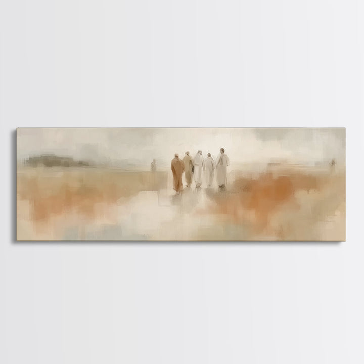 Gathered In Faith – Framed Canvas Print – Panoramic Art – Christian Art Canvas – Christian Wall Art – Jesus Painting – Modern Christian Art