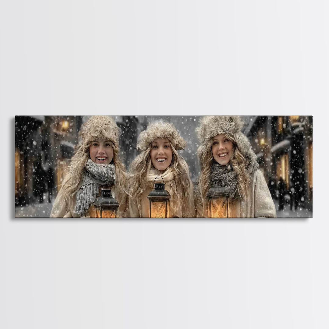 Winter Lantern Joy | Framed Canvas Print | Panoramic Art | Christmas Wall Art | Christian Christmas Art | Christian Decor | Christian Art C
