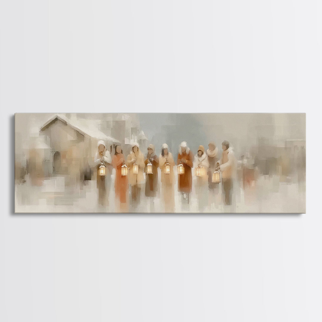 Lanterns Of Peace – Framed Canvas Print – Panoramic Art – Christmas Wall Art – Christian Christmas Art – Christian Decor – Christian Art Ca