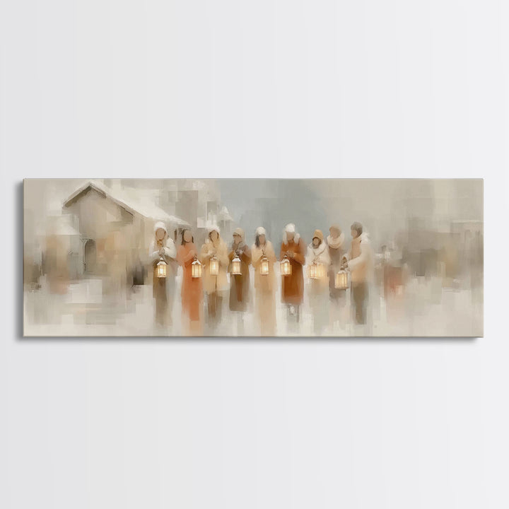 Lanterns Of Peace – Framed Canvas Print – Panoramic Art – Christmas Wall Art – Christian Christmas Art – Christian Decor – Christian Art Ca