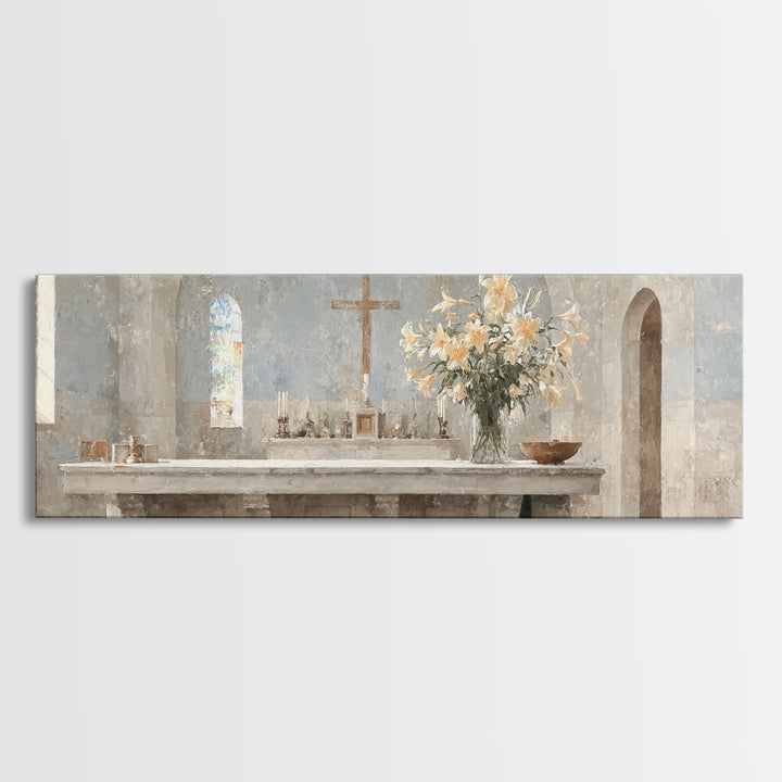 Sacred Stillness | Framed Canvas Print | Panoramic Wall Art | Christian Art Canvas | Christmas Art | Christian Art | Moody Christian Art