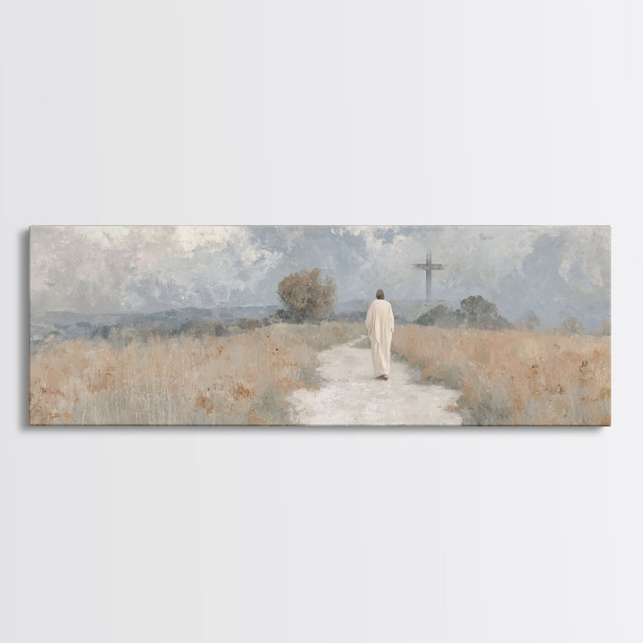 Path To The Cross – Framed Canvas Print – Panoramic Print – Jesus Painting – Christian Art Canvas – Christian Wall Art – Christian Art