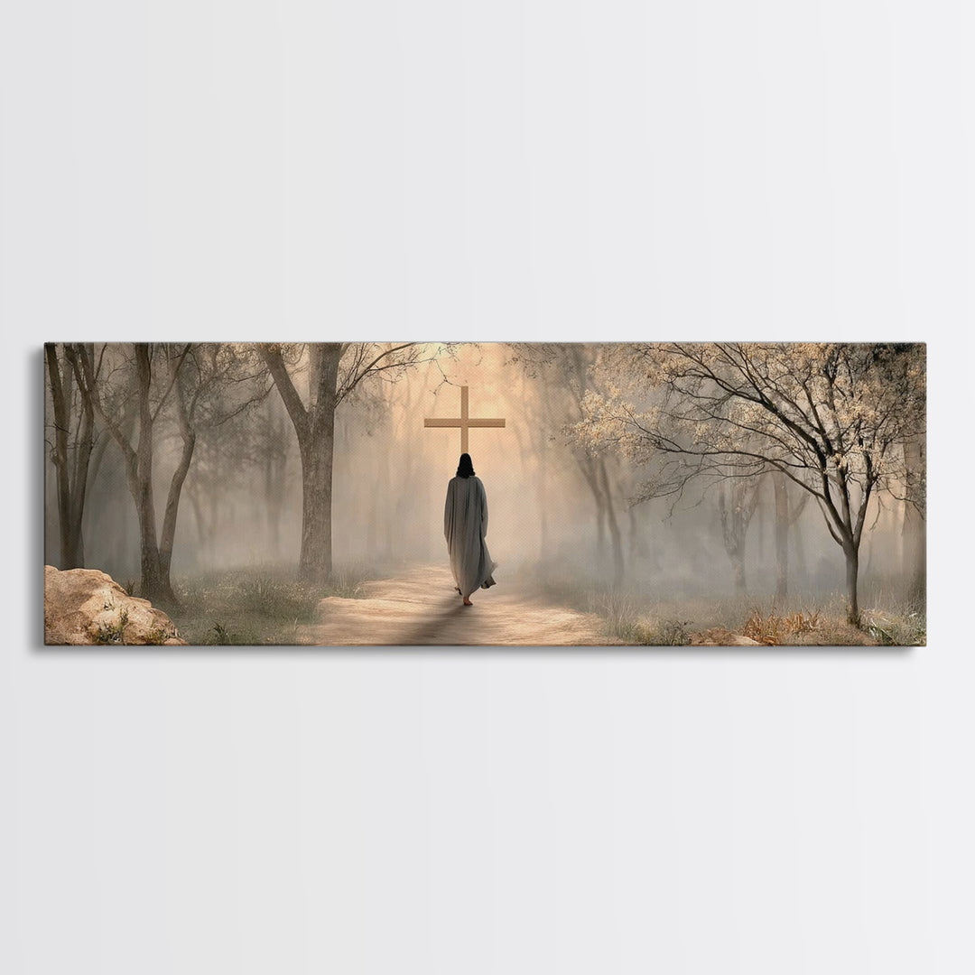 Path Of Mercy – Framed Canvas Print – Christian Wall Art – Jesus Painting – Panoramic Art – Christian Art Canvas – Christian Christmas Art