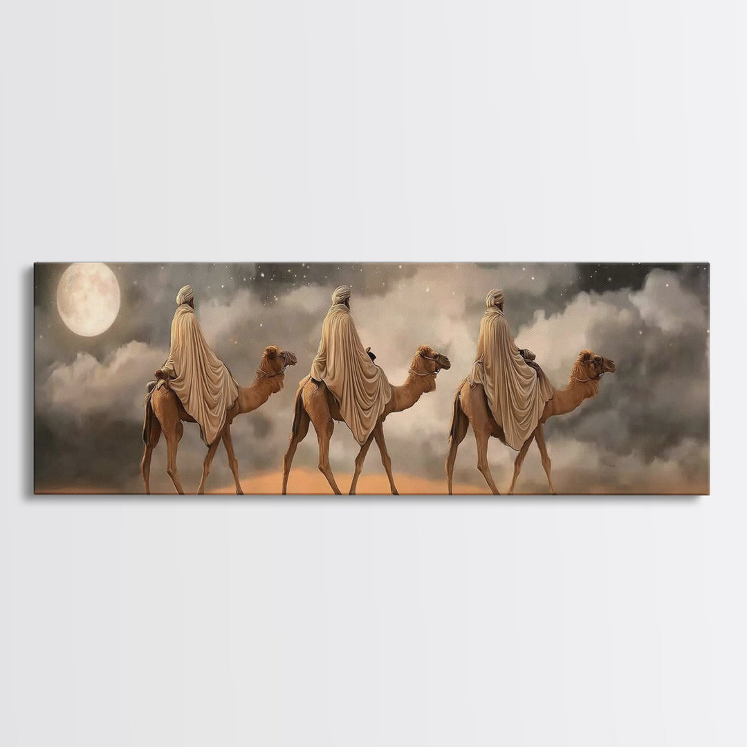 Night Of Promise – Framed Canvas Print – Panoramic Print – Christian Wall Art – Christmas Art – Christian Art Canvas – Christian Christmas